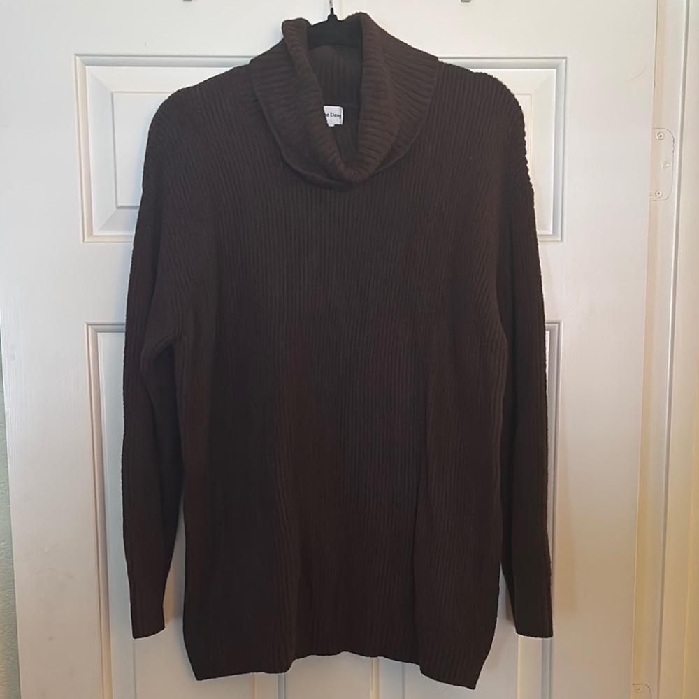 Chocolate Brown Turtleneck Tunic Sweater